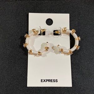 EXPRESS white/gold/Diamond hoop earrings. New with tags. $20